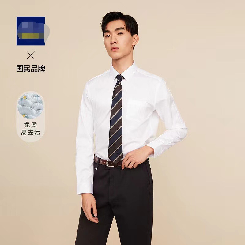 [Hai Brand Cut Label] Spring and Autumn New Clothing Non-ironing Long Sleeve Dress Shirt Official White Shirt Men's 3D049A