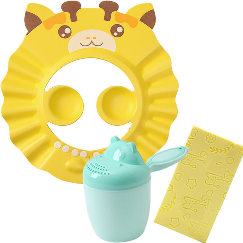 귀 보호와 함께 만화 바위 노란색) + 샴푸 컵 + 목욕