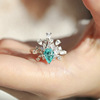 Brand advanced cute ring with stone, light luxury style, with gem, high-quality style, diamond encrusted, internet celebrity