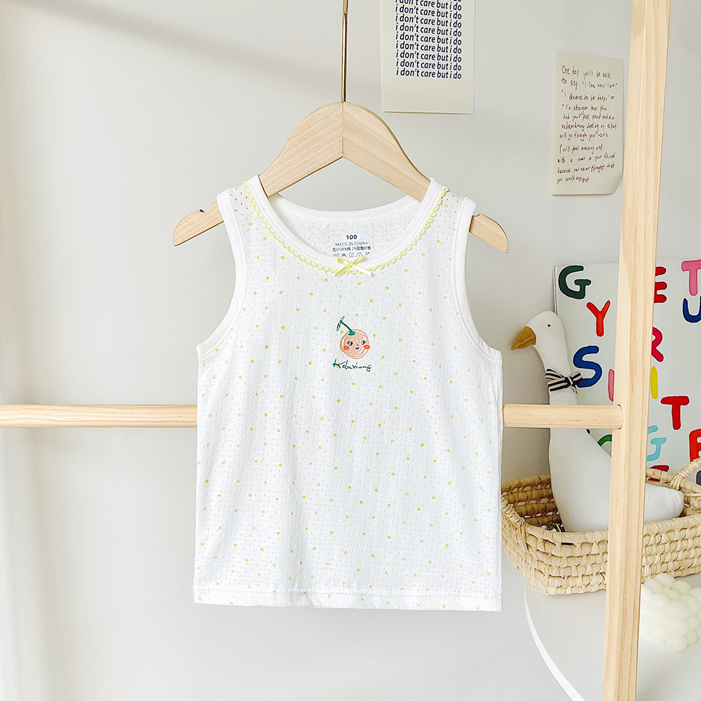 Chaleco de algodón para niños de clase A, sin hueso y sin mangas, fondo de bebé, chaleco fino en forma de corredor, uso exterior, cuello redondo jacquard, verano