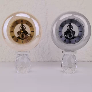 透明水晶时钟摆件机械座钟样板房家居玄关客厅书房桌面装饰品
