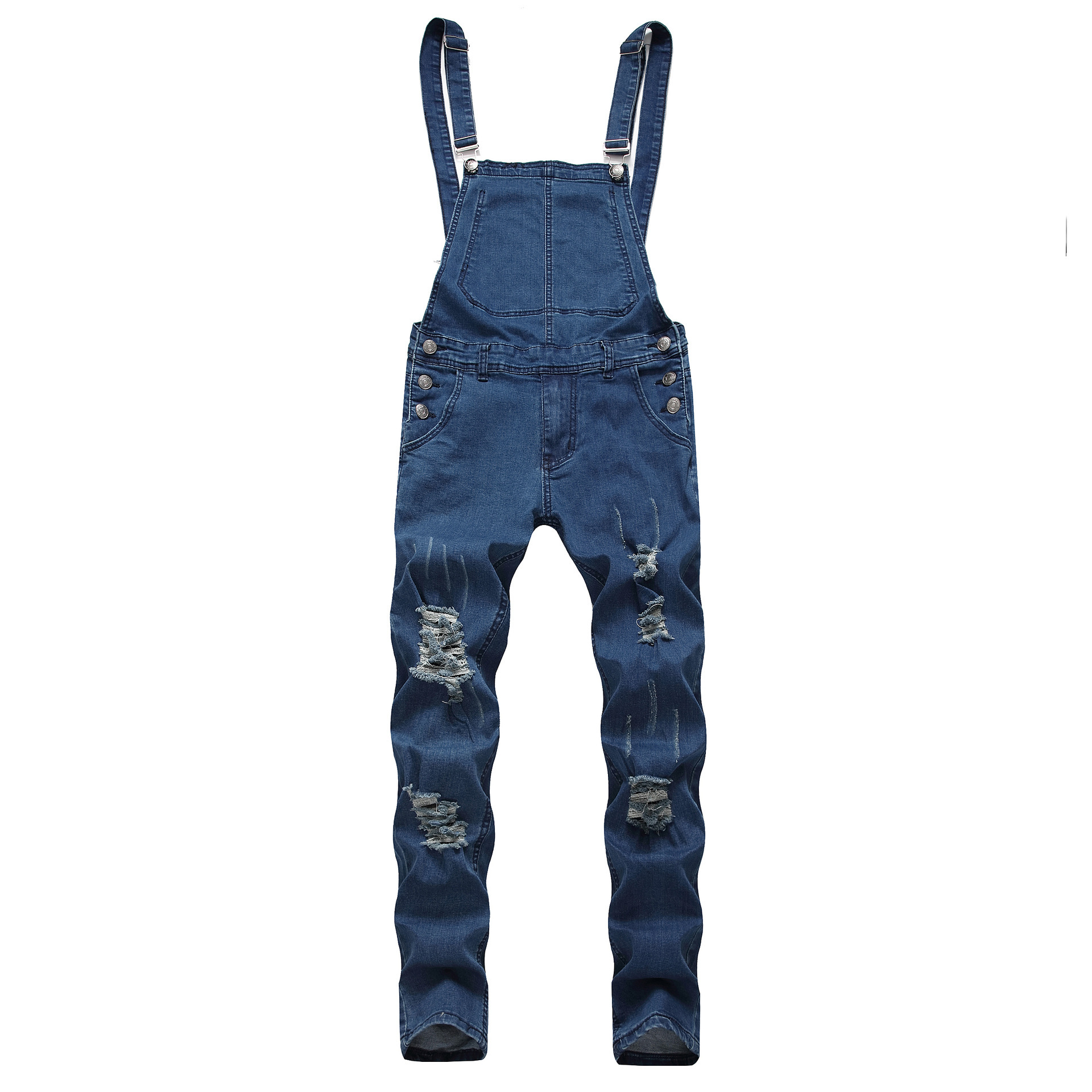 Amazon hombres Comercio exterior hombres Denim suspender Pantalones vaqueros pantalones mono de los hombres del azulejo