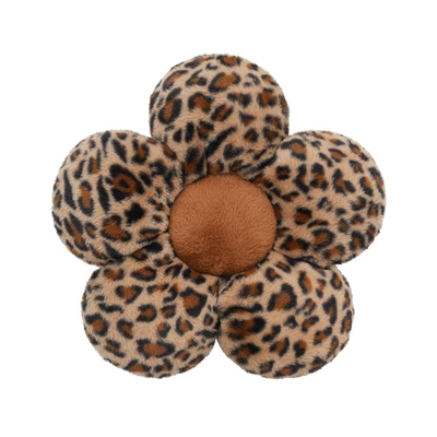 Seat cushion, seat cover, Seat Cushion Plush Warm Non-Slip - rabbit-fur-leopard-print-flower-waist-support-brown-core
