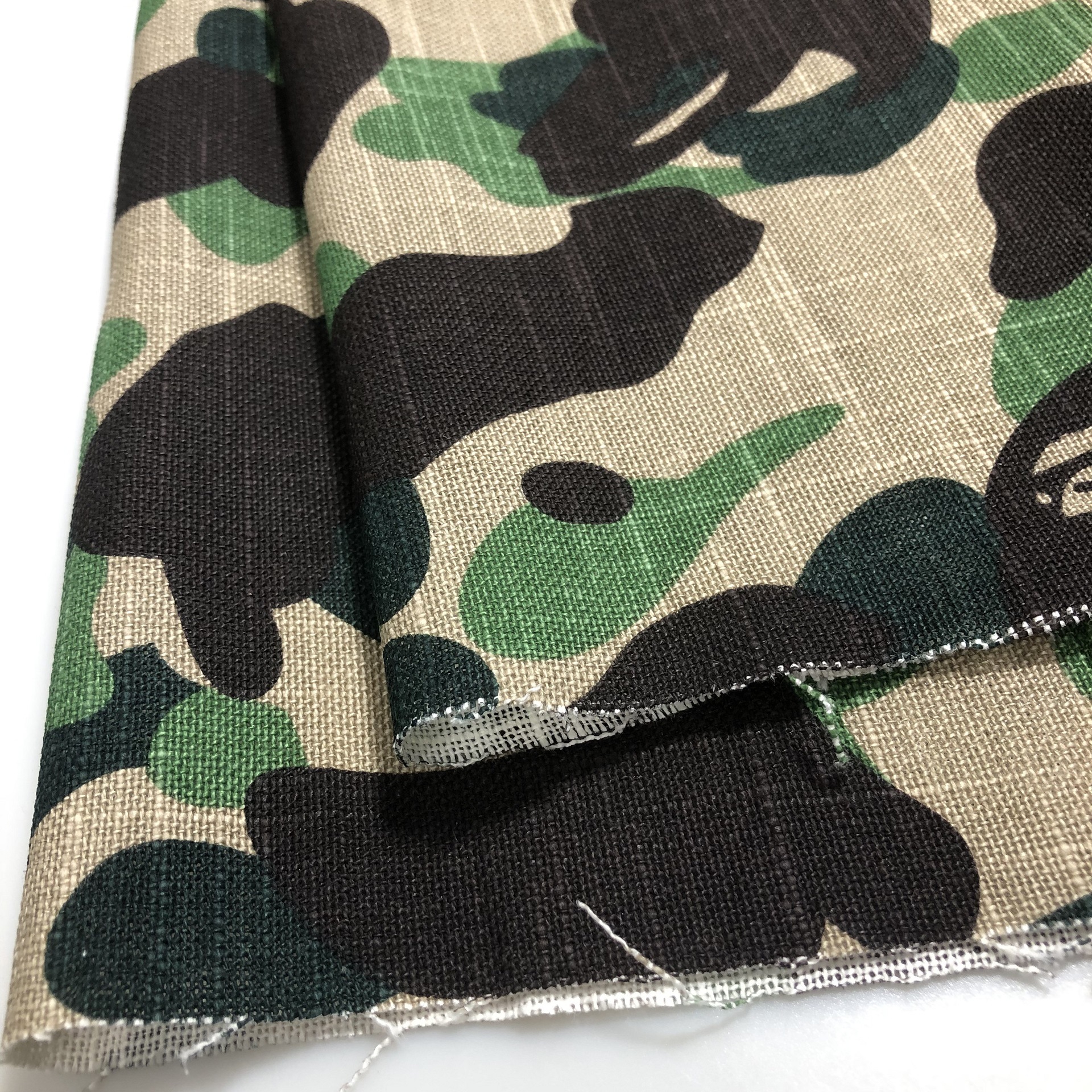 现货240g全棉竹节平纹工装迷彩布 鞋帽外套抱枕面料 免费布料样卡