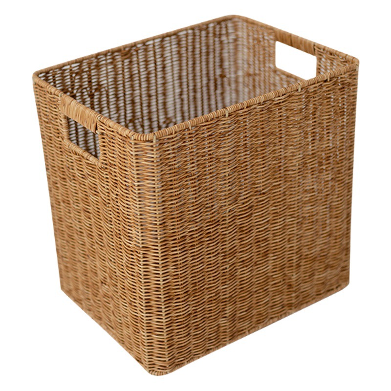 Cesta de almacenamiento tejida a mano del hogar gabinete mesa de café cesta de organización ropa merienda caja de almacenamiento cesta de mimbre de imitación de estilo europeo