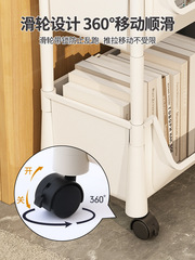 2F桌下小書架書桌旁移動落地桌邊小推車書包置物架書本收納柜子書