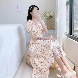 2026年新款女茶歇法式碎花连衣裙夏小清新桔梗森系初恋裙可盐可甜