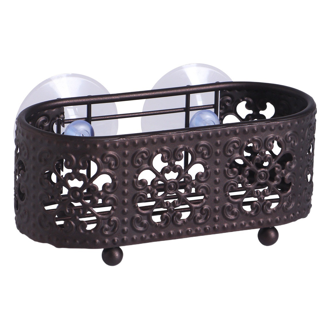 Estante de drenaje hueco de hierro marrón cocina hogar condimento almacenamiento rack lechón pie cuentas escritorio colgante rack de almacenamiento