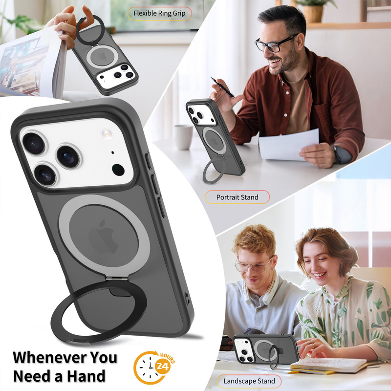适用苹果17air磁吸手机壳支点支架iphone 16promax磨砂肤感防摔壳|undefined