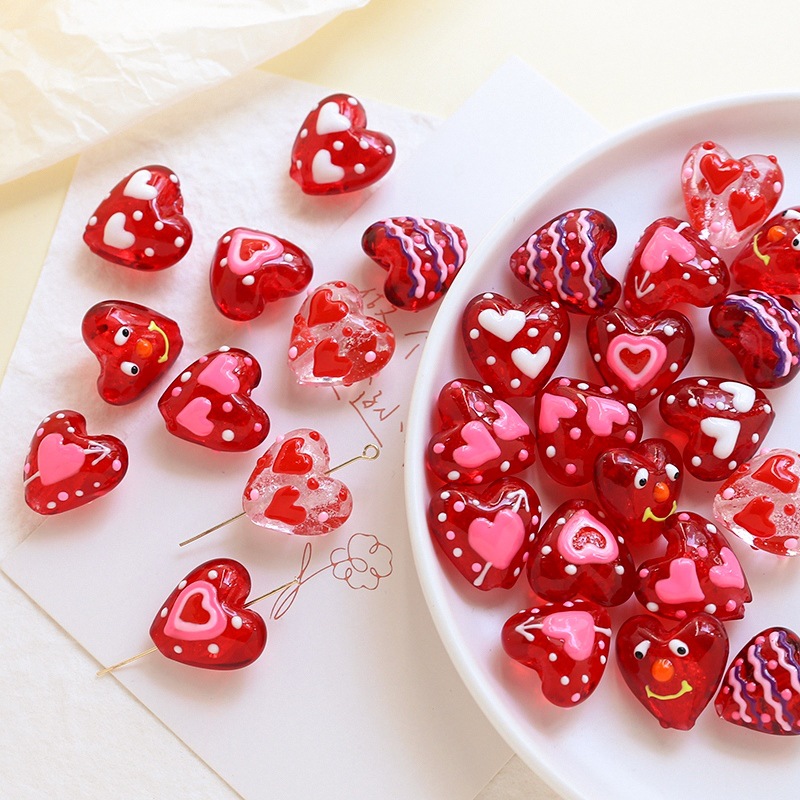 4g Weight Beads Jewelry Making Type 19 * 20mm Jewelry Making Size DIY Jewelry Accessories Classification 1 Piece Quantity glass Material Heart Shape Pattern Sweet, Simple Style Style 1 Piece 19 * 20mm Glass Heart Shape DIY Jewelry Accessories Beads 4