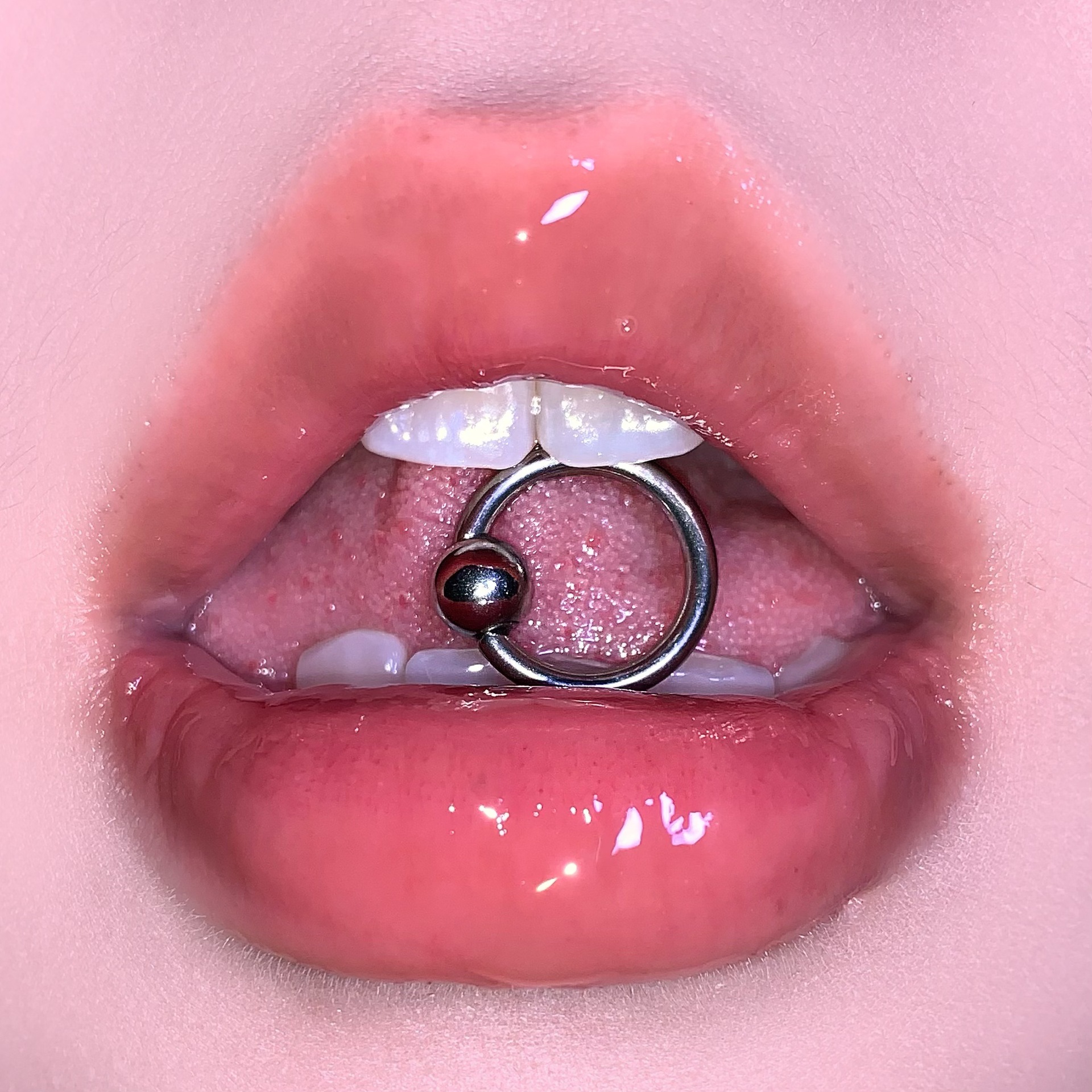 Labret stud lip piercing jewelry styling detail