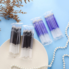 Push-button erasable neutral pen bullet crystal blue carbon black primary school student neutral pen refills high-quality wholesale