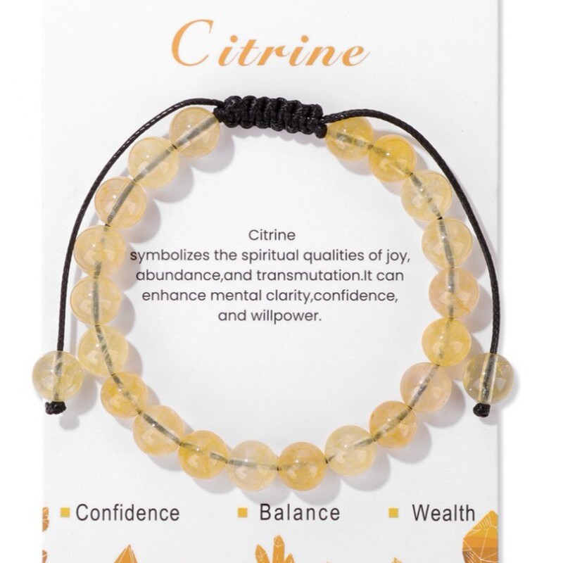 Energy Crystal Bracelet with Yellow Tiger Eye, White Crystal, Magnetic Beads, Handmade Healing Elastic Rope Natural Stone Bracelet Jewelry