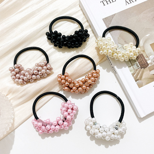 South Korea's Dongdaemun new headband rubber band hair tie Korean version braided pearl hair tie rubber band hair accessories head flower