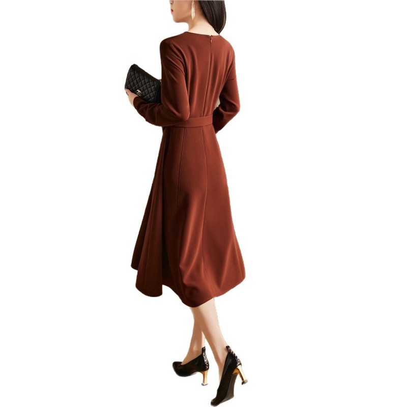 法式优雅时尚连衣裙女2025秋季新款V领收腰显瘦连衣裙轻奢感|undefined