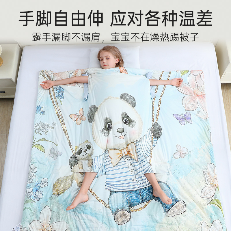 In-Stock Class a Children's Thin Silk Sleeping Bag, Baby Anti-Kick Quilt, Hugging Silk Sleeping Bag