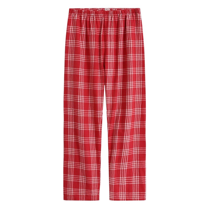 Домашние пижамные брюки в стиле MUJI из чистого хлопка, Женские однотонные домашние брюки в клетку из чистого хлопка