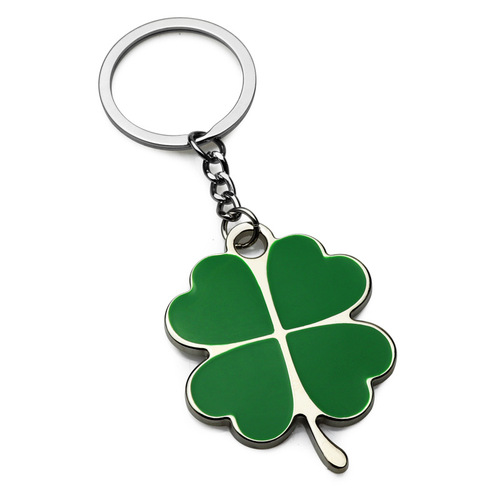 Creative gift four-leaf clover keychain simulation cactus plant keychain custom metal car key pendant