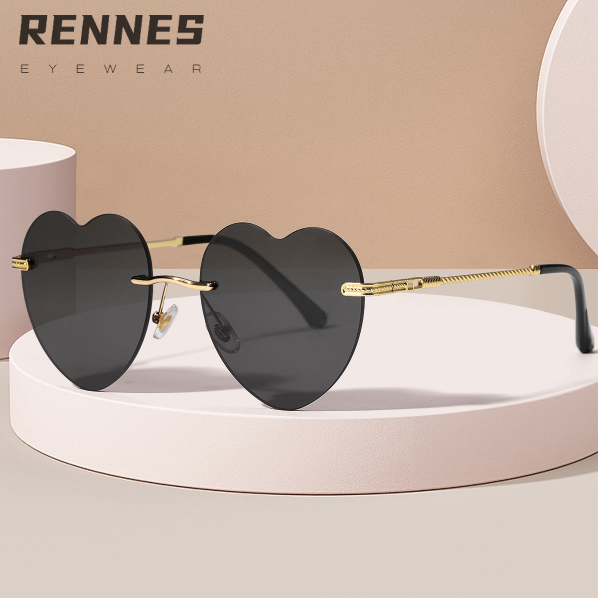 2022 nuevas gafas de sol sin marco de amor para mujeres a juego decorativas ins mismo estilo gafas de corazón de melocotón de borde de corte a juego 30058