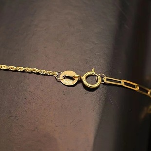 18K Gold Twist Cross Ab Necklace Au750 Color Gold Fashion Trendy European and American Style Women's High-End Simple Necklace
