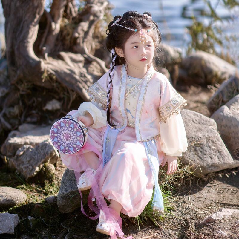 汉服女童2025春秋款儿童古风新中式上衣裤子两件套小女孩国风套装|undefined