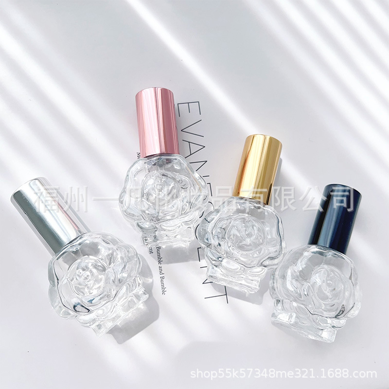 现货螺口香水分装瓶10毫升喷雾高级玫瑰花纹玻璃瓶小样便携替换瓶