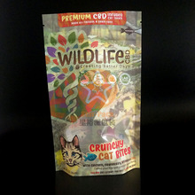 精美新品彩印魔术贴拉链自封食品袋 可回收环保单一PE猫粮自封袋