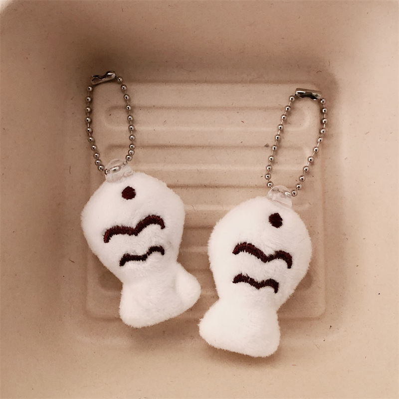 Lindo gatito pececito muñeco de peluche personalidad creativa regalo llavero mochila escolar colgante llavero colgante de red