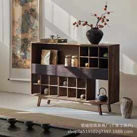 新中式老榆木博古架客厅多宝阁茶具茶叶储物架玄关收纳架展示架