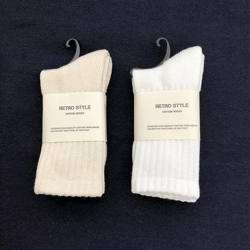 Classic meets nostalgia, virgin cotton men's and women's tall towel socks, retro casual semi-terry thickened work socks
