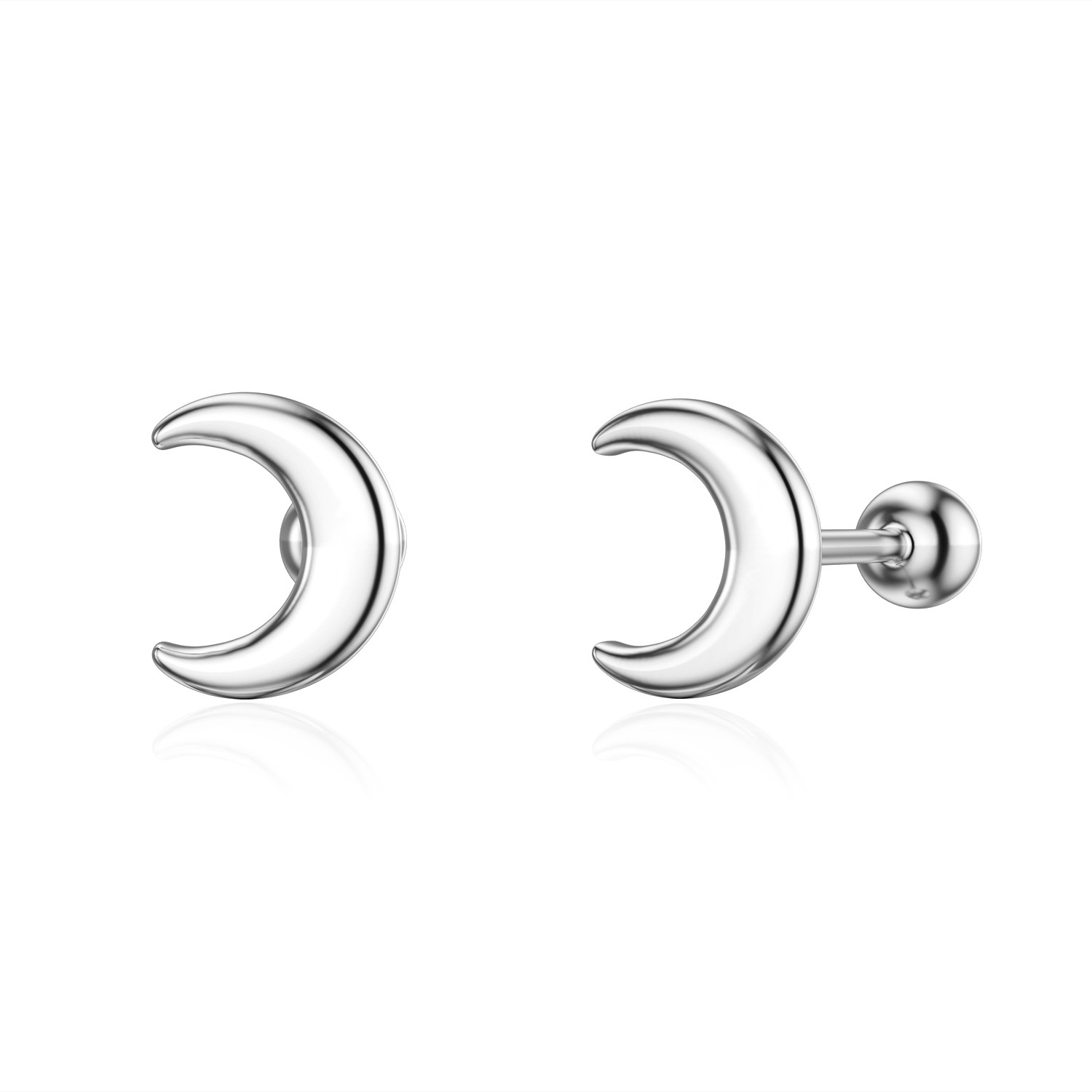 925 Sterling Silver Simple Earrings Screw Buckle Ear Bone Studs 0.8mm Earrings Female display picture 4