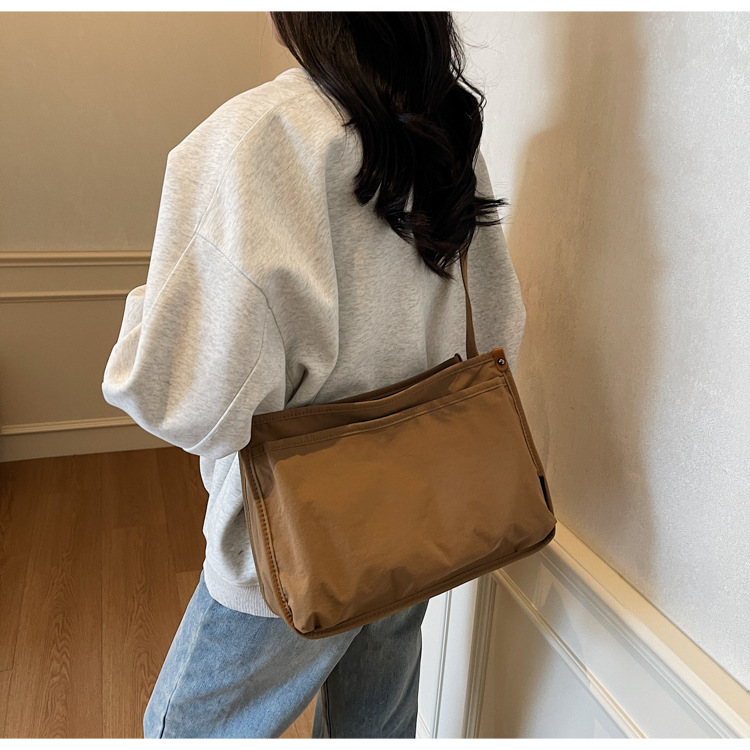 Canvas bag for women, large capacity, new Spring/Summer 2025, simple and versatile, single-shoulder crossbody bag, casual tote bag for school undefined