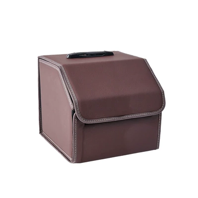Car storage bag/box — box - brown-top-handle-small-size