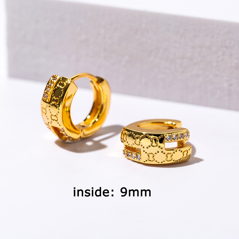 Daily Occasion 1 Pair Simple Style Geometric Circle Copper Zircon Hoop Earrings