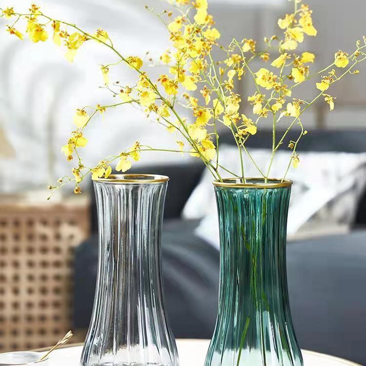 Luz al por mayor lujo creativo oro florero flores arreglo floral Rosa bambú rico rábano verde hidropónico decoración de escritorio