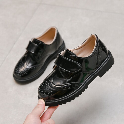Boys' black soft-soled spring and autumn school choir performance shoes for children's performances