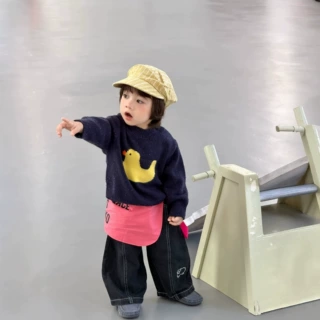 【NOZI】韩版童装2026新款宝宝衣服秋季男童小鸭子毛衣牛仔裤套装