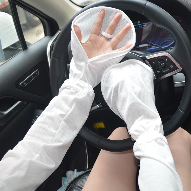 夏の日焼け止めスリーブ、馬蹄スリーブ、通気性のある指を包むアイスシルク日焼け止め手袋、サイクリング、屋外運転、ルーズスリーブ|undefined