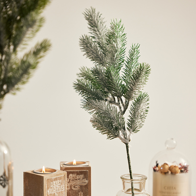 Navidad remojo de floquete de nieve simulación de hojas de PE decoración de Navidad falsa plantación verde de vinas escenario de diseño props