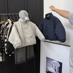 防水男児冬型厚手綿服コート子供純色偽2枚綿保温高襟綿服パン服