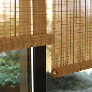 Bamboo Curtain Roller Blinds for Home Living Room Balcony Sunshade Sun Protection Curtain Chinese Style B&B Tea Room Partition Decoration Bamboo Roller Blinds