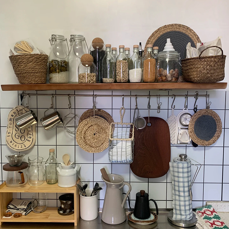 Estante de pared de cocina sin perforación tablero de una palabra tablero de comedor bar condimentos estante de almacenamiento de pared colgante partición