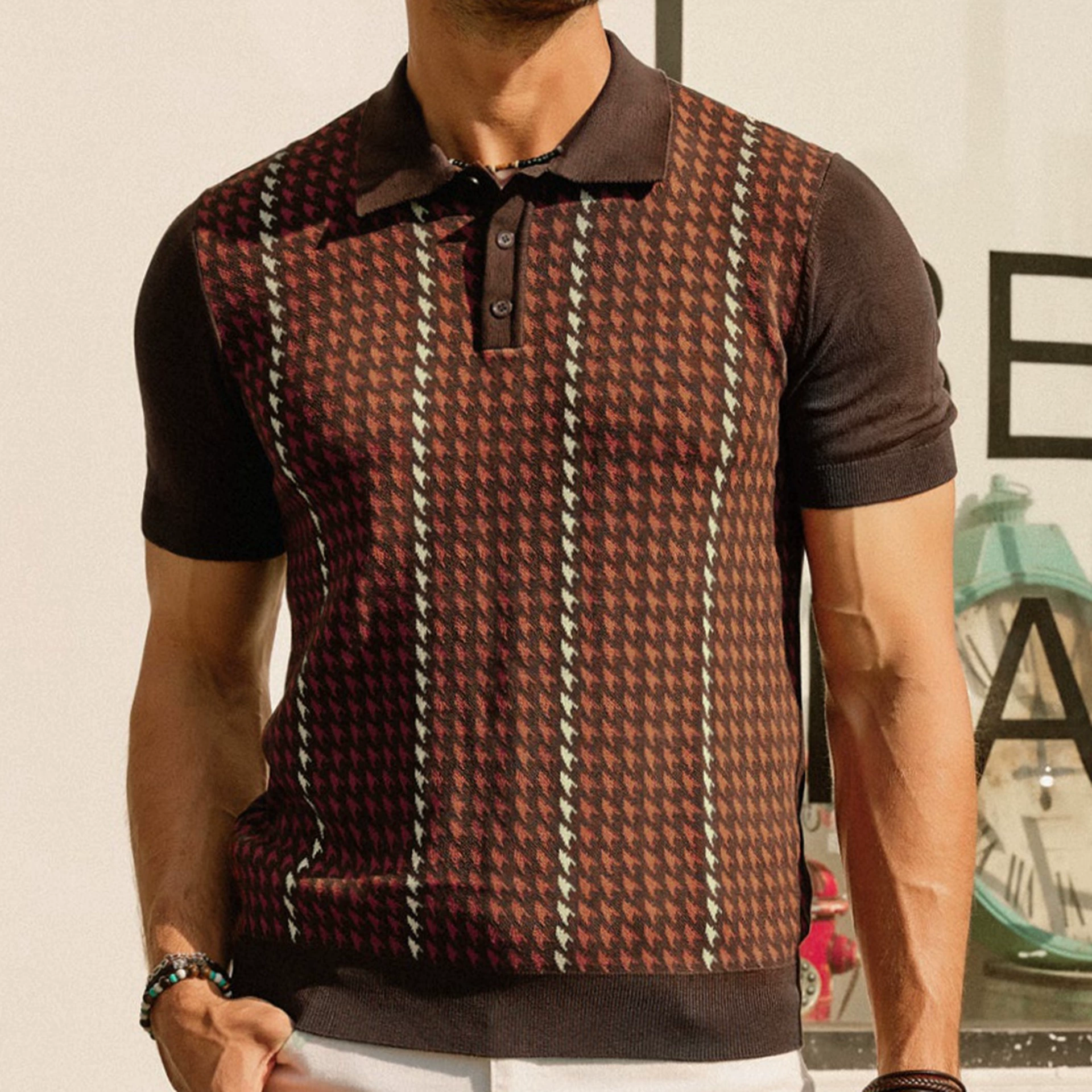 Трансграничные мужские европейские и американские летние высококачественные ледяные шелковые вязаные свитера Qianpire жаккардовые деловые поло SY0199