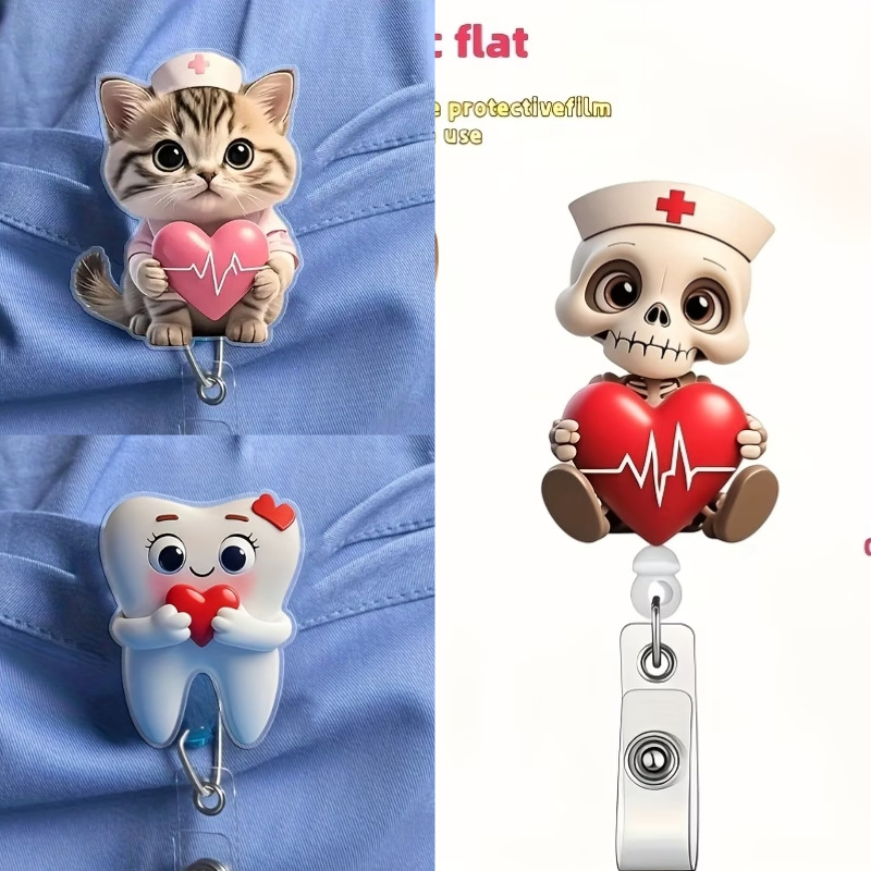 Colgante de dibujos animados transfronterizos animales acrílicos insignia rollo insignia personal del hospital órganos departamento retráctil fácil de extender