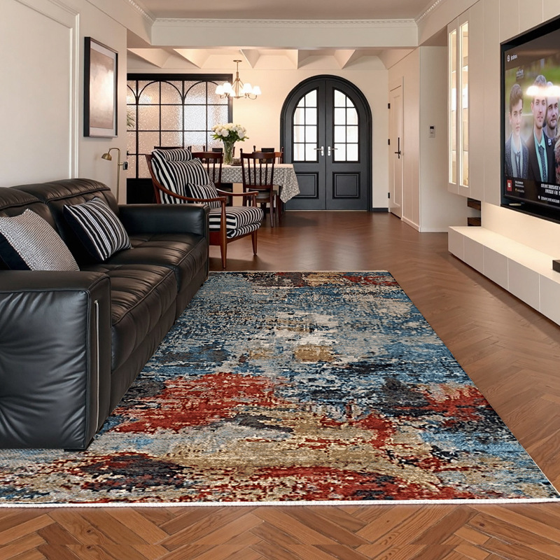 Alfombras estampadas de alta gama, hechas a medida, lavables, mezcla de lana, engrosadas, resistentes a las manchas, cobertura completa de gran superficie para sala de estar, exclusivamente para suministro transfronterizo.