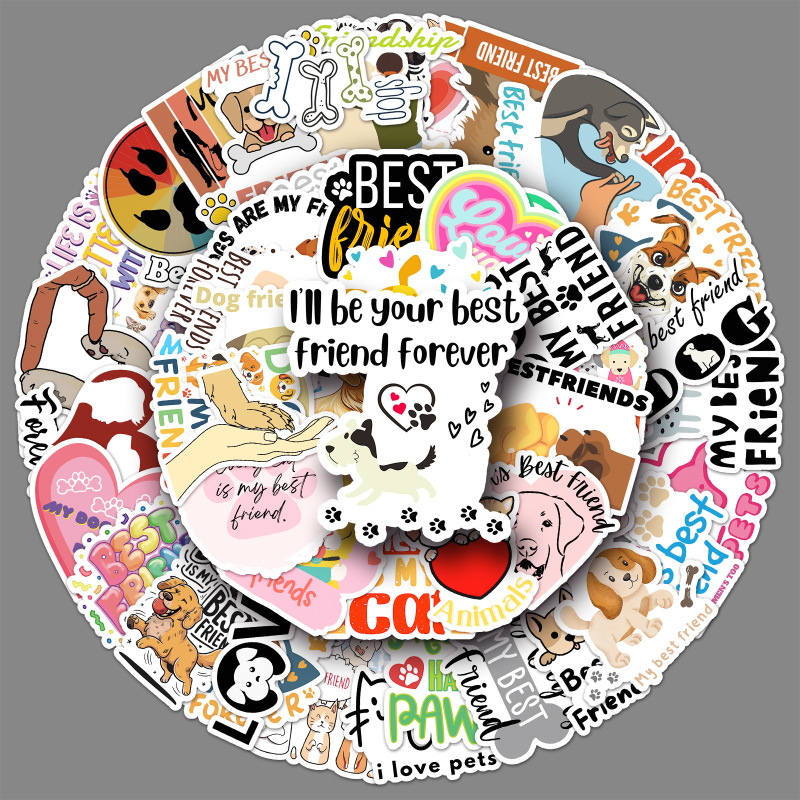 50 Pets Are Human's Good Friends Graffiti Stickers Cross-border English Sentences Decorative Mobile Phone Luggage Stickers