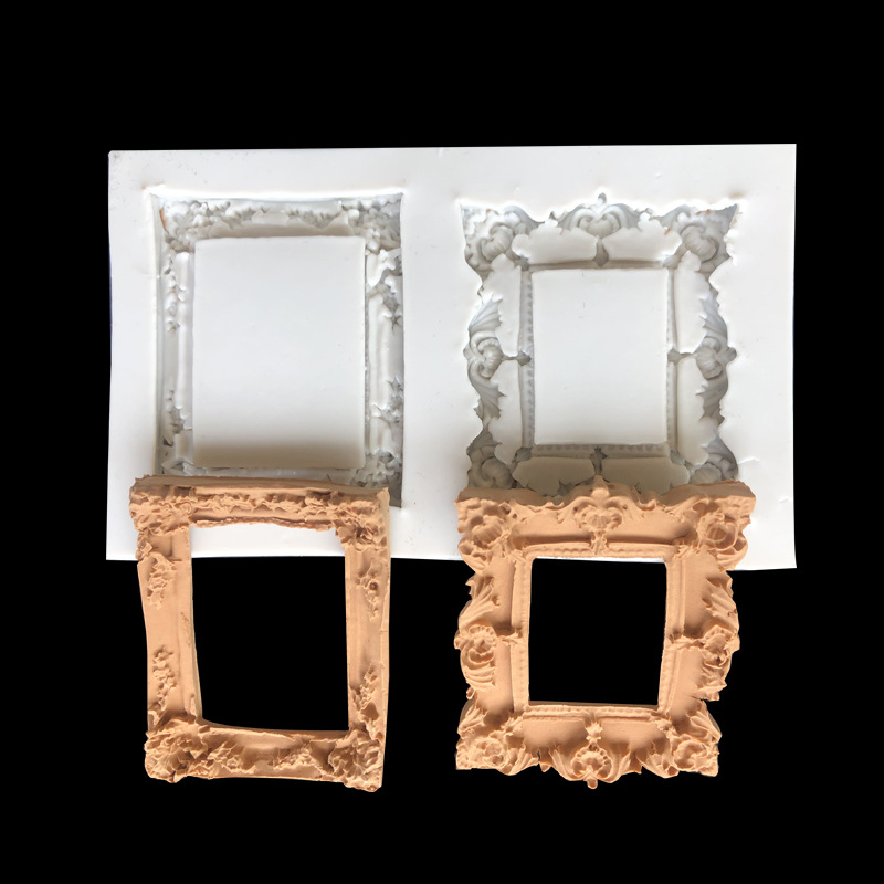 De estilo europeo en relieve patrón vintage decoración de la torta del molde fondant espejo marco seco ritmo de hornear molde de silicona de arcilla epoxi