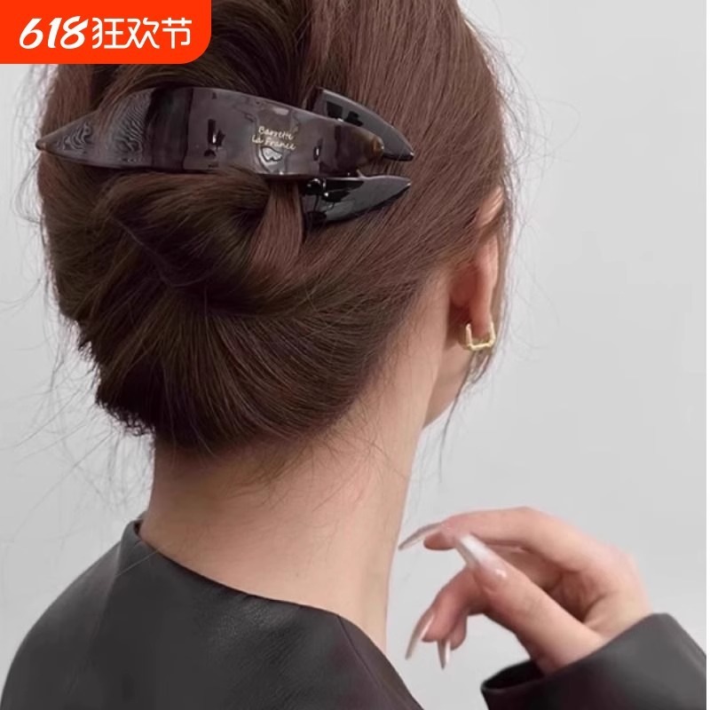 ワンワードクリップアゲハクリップ2025新作ヘアクリップ女性用ハイエンドフレンチレイジーラージグリッパーバックヘッドダックビルクリップ|undefined