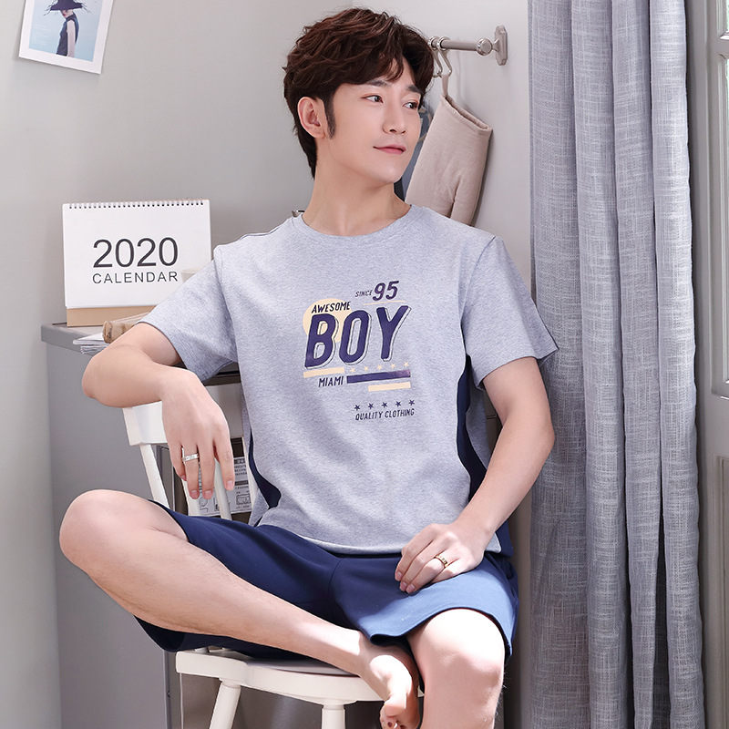 2022 verano nuevos hombres pijamas pantalones cortos de algodón de manga corta jersey de dos piezas ropa de abrigo casual de algodón ropa de casa