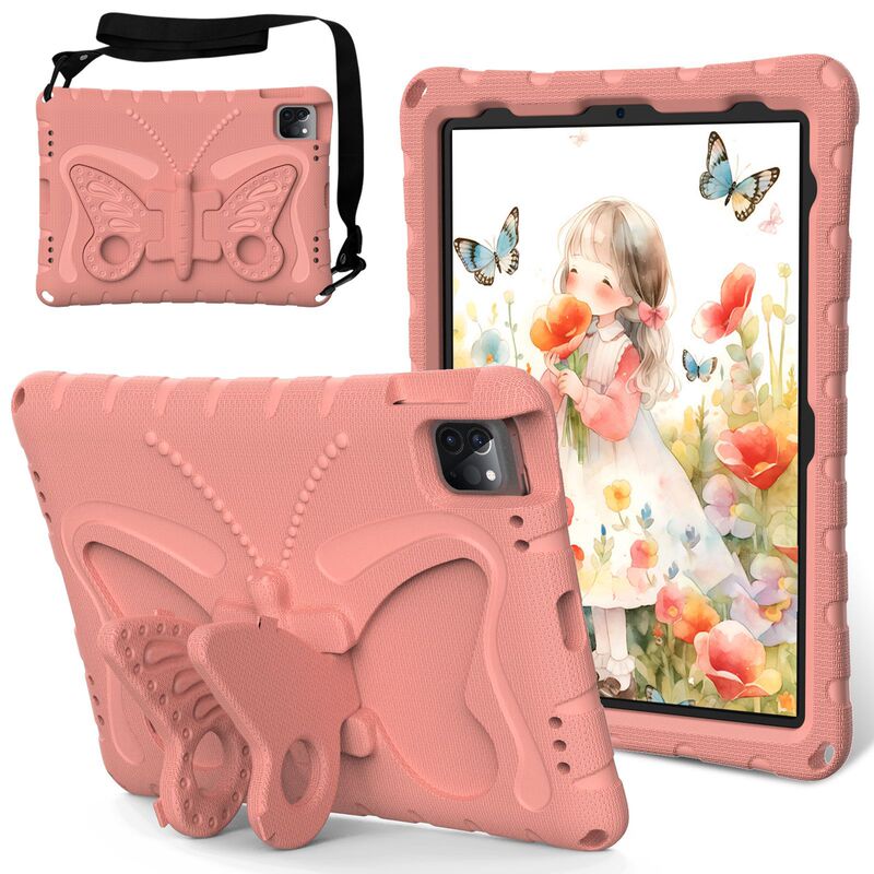 For iPadPro110.9.7 Tablet PC Children's Silicone All-inclusive Protective Case Drop-resistant Shoulder Strap Bracket EVA